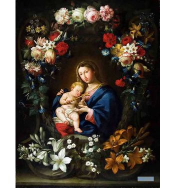 Madonna And Child In A Flower Cartouche (Together With Peter Van Avontom )