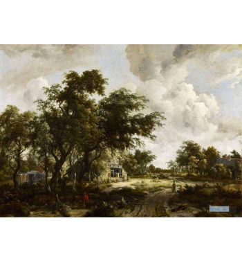 Village With Water Mill Among Trees