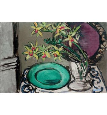 Orchids, Still Life With Green Bowl