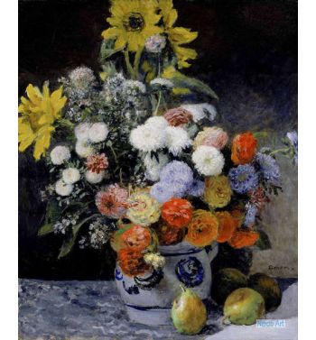 Mixed Flowers In An Earthenware Pot