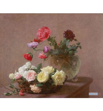 Poppies In A Crystal Vase, Or Basket Of Roses, 1890