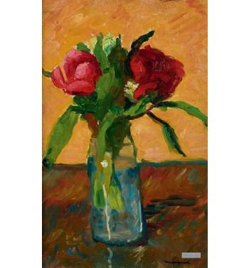 Peonies In A Glass Vase And Rue Monge