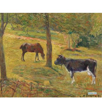Horse And Cow In A Meadow