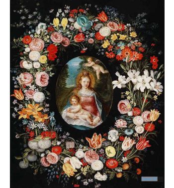 Madonna And Child In A Flower Garland