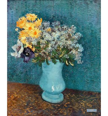 Vase With Lilac Margerites And Anemones