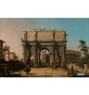 View Of The Arch Of Constantine With The Colosseum