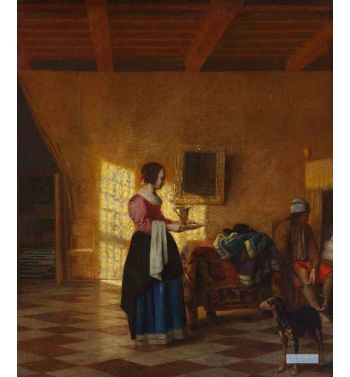 Woman With A Water Pitcher And A Man By A Bed
