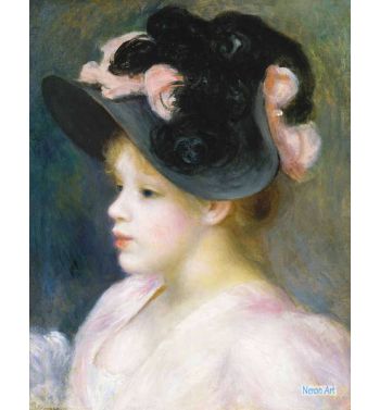 Young Girl In A Pink-And-Black Hat