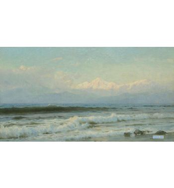 Shoreline With Distant Mountains