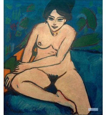 Nude On Blue Background