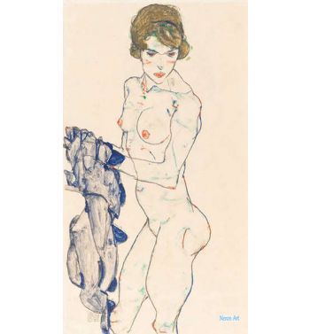 Standing Female Nude With Blue Cloth, 1914