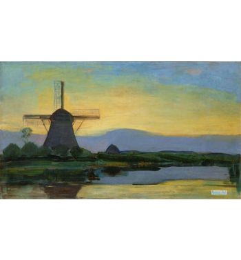 Oostzijdse Mill With Extended Blue, Yellow And Purple Sky