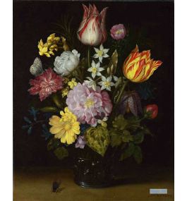 花 絵画 現代アート 絵画(美術品) - アンブロジウス・ボスハールト（Ambrosius Bosschaert the Elder） - 大型カスタム 絵画 - ガラスの花瓶花