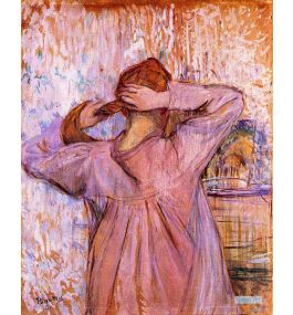 人物 絵画 美術品 複製 - アンリ・マリー・レイモン・ド・トゥールーズ＝ロートレック＝モンファ（Henri Marie Raymond de  Toulouse-Lautrec-Monfa） - 大型カスタム絵画 - 女性は彼女の髪1コーミング