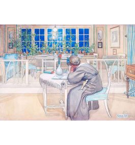 カール・ラーション、鏡の前で、自画像、希少画集画、新品額装付 カール・ラーション、鏡の前で、自画像、希少画集画、新品額装付