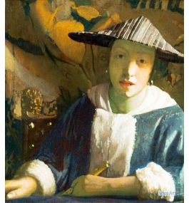 肖像 絵画 有名画家の複製画 - ヨハネス・フェルメール（Johannes Vermeer） - 大型カスタム絵画 - フルートを持つ少女