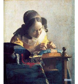 人物 絵画 有名な絵画の芸術複製 - ヨハネス・フェルメール（Johannes Vermeer） - 大型カスタム絵画 - レースを編む女