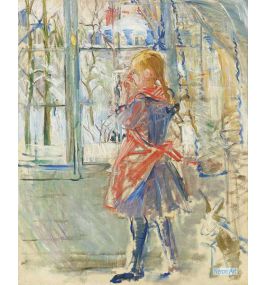 人物 絵画 複製画 ポスター - ベルト・モリゾ（Berthe Morisot） - 大型カスタム絵画 - レッドエプロンの女の子