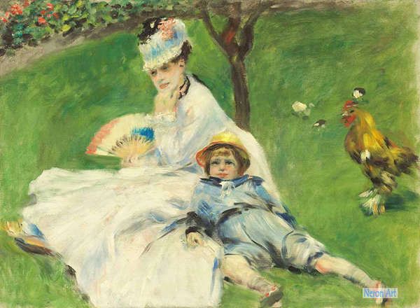 人物 絵画 世界の有名画家 ピエール オーギュスト ルノワール Pierre Auguste Renoir 大型カスタム絵画 モネ夫人と息子