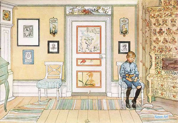 C. Larsson カールラーション　フレーム付レプリカ絵画＆ガラス版 C. Larsson カールラーション フレーム付レプリカ絵画＆ガラス版