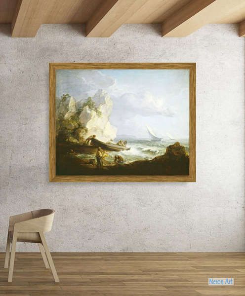 油彩画 漁船と漁師 A. De La Cruz Biblia studere ルカ福音書ⅰⅹⅹ