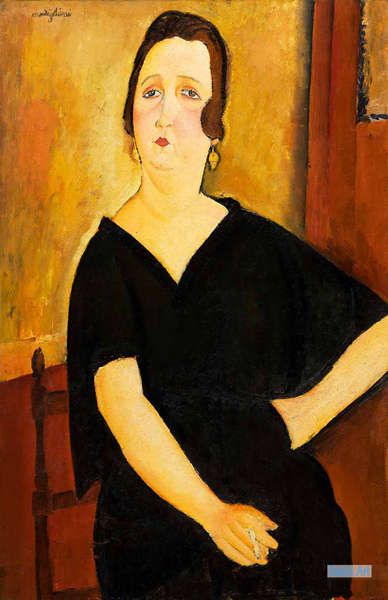 肖像 絵画 代表作品 アメデオ クレメンテ モディリアーニ Amedeo Clemente Modigliani 大型カスタム絵画 マダムamedee タバコを持つ女性