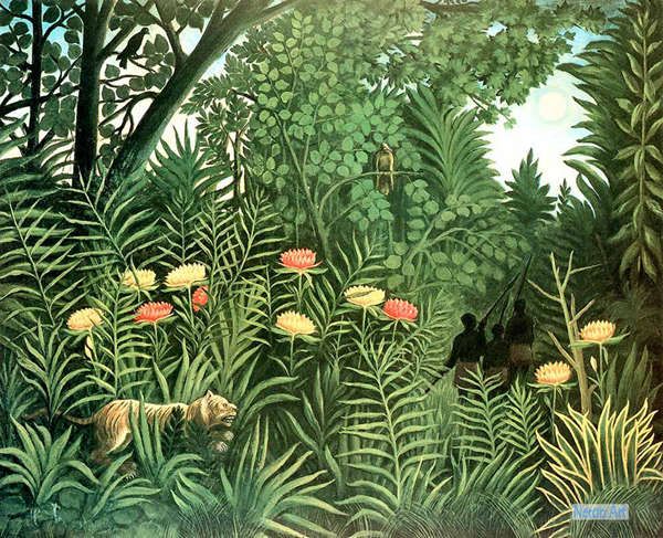 猿のいる熱帯林 アンリ・ルソー Henri Rousseau 手描き油絵複製画 模写