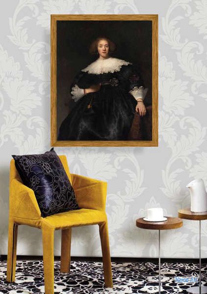 肖像 絵画 キャンバス絵画複製 レンブラント ハルメンソーン ファン レイン Rembrandt Harmenszoon Van Rijn 大型カスタム絵画 ファンと若い女性