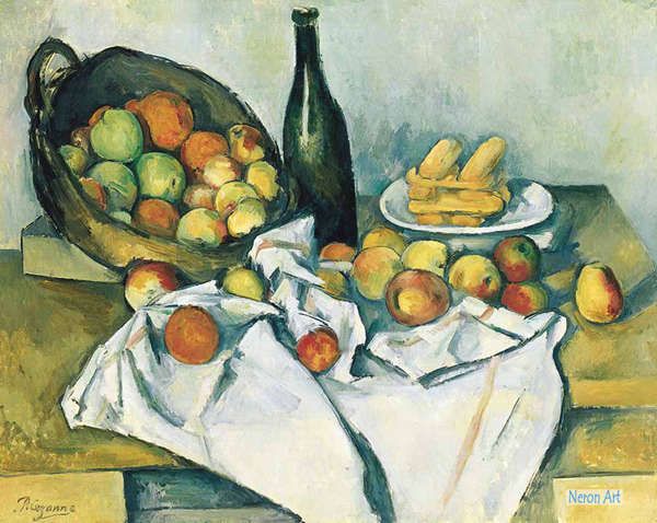 静物 絵画 絵画の複製 - ポール・セザンヌ（Paul Cézanne） - 大型カスタム絵画 - りんごのバスケット