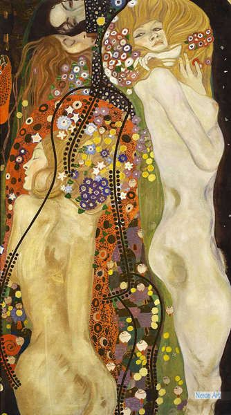 裸 絵画 手描きの油絵の複製 グスタフ クリムト Gustav Klimt 大型カスタム絵画 水蛇