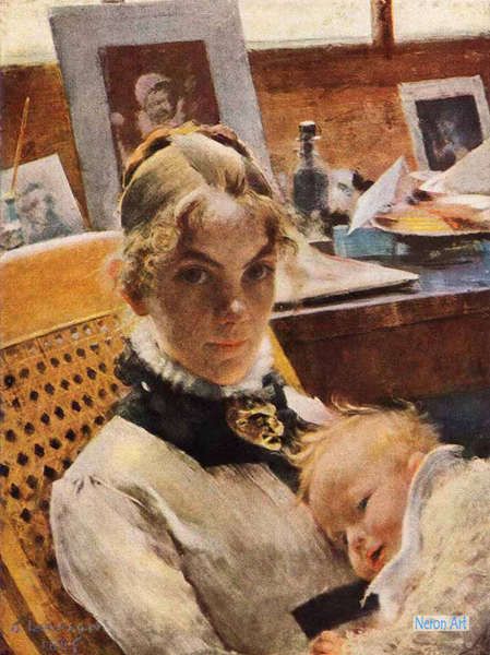 人物 絵画 キャンバス上の有名な油絵の複製 - カール・ラーション