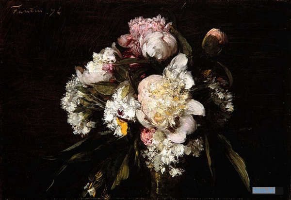 Pinturas Floral Reproducciones Pinturas al Óleo Hechas a Mano sobre Lienzo  - Henri Fantin-Latour - Pinturas Personalizadas de Talla Grande - Peonías,  Claveles Blancos Y Rosas, 1874.