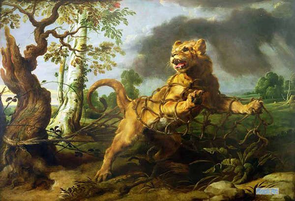 ライオンとライオンのメスのアート油絵額装つきエチオピア画家 ライオンとライオンのメスのアート油絵額装つきエチオピア画家 アート