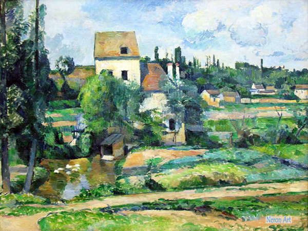 世界の名画販売。名画絵画複製画　大型カスタム絵画　風景　絵画　Cézanne）　ポール・セザンヌ（Paul　ポントワーズでcouleuvreでミル