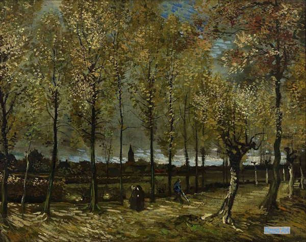 Dipinti Paesaggio Replica Fedele Del Quadro - Van Gogh - Dipinti  Personalizzati di grandi dimensioni - Vicolo Con Pioppi 1885