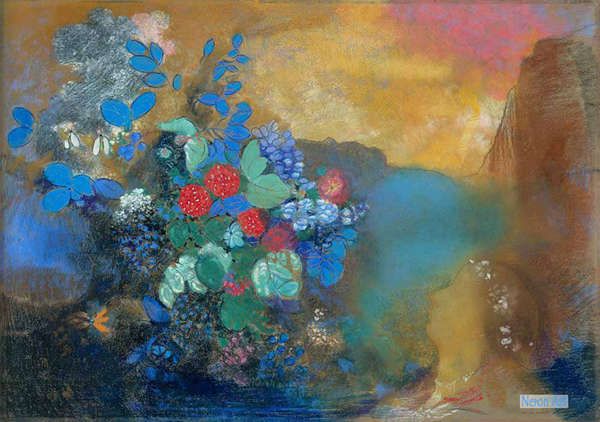 夢幻 絵画 絵画の複製 オディロン ルドン Odilon Redon 大型カスタム絵画 花の間のオフィーリア