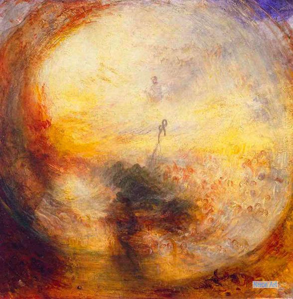 風景 絵画 手書き油絵 複製画 - ジョゼフ・マロード・ウィリアム・ターナー（Joseph Mallord William Turner） -  大型カスタム絵画 - 光と色ゲーテの理論 - 大洪水後の朝
