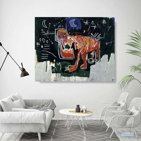 グラフィティアート 絵画 有名な絵画の芸術複製 ジャン ミシェル バスキア Jean Michel Basquiat 大型カスタム絵画 犬19