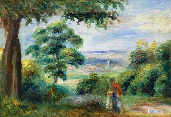 風景 絵画 有名画家の複製画 - ピエール＝オーギュスト・ルノワール（Pierre-Auguste Renoir） - 大型カスタム絵画 - 風景ii