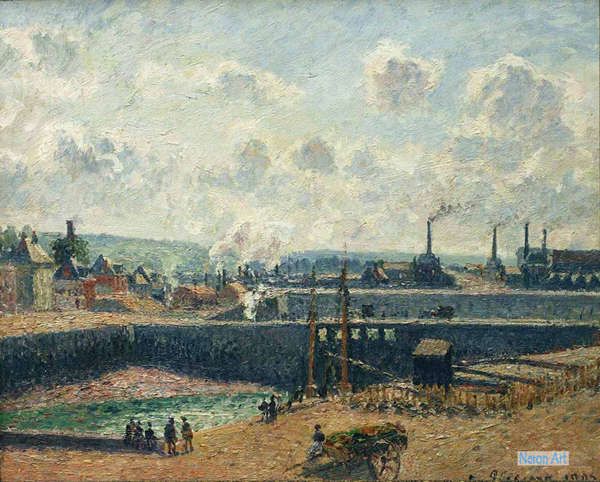 カミーユ・ピサロ、「ディエップの外港、午後、陽光」、希少な画集より