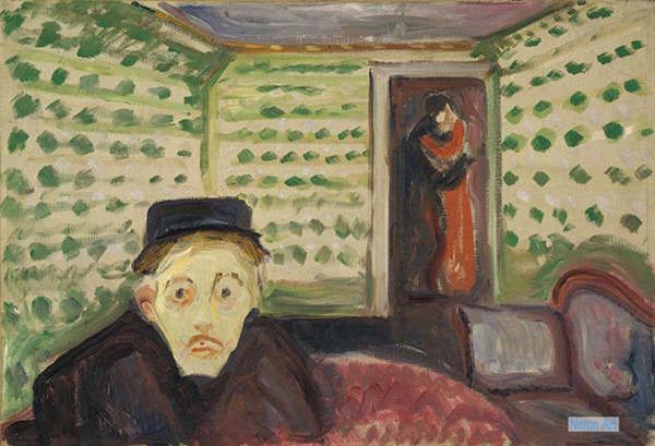 肖像 絵画 油絵 絵画 - エドヴァルド・ムンク（Edvard Munch） - 大型 