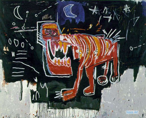グラフィティアート 絵画 有名な絵画の芸術複製 ジャン ミシェル バスキア Jean Michel Basquiat 大型カスタム絵画 犬19