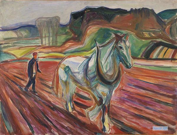 エドワルト・ムンク、犬のいる自画像、希少な画集より、状態良好