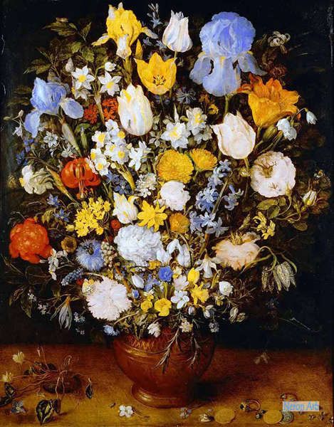 Jan Brueghel – Fiori in vaso di legno – L'Affiche Illustrée poster cornici
