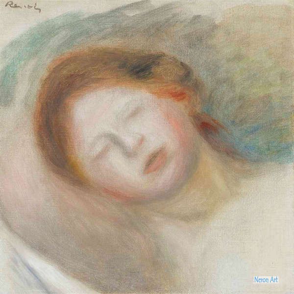 特価安い大型新品 ピエール＝オーギュスト・ルノワール Renoir ルノアール 草原にて 1890年頃 メトロポリタン美術館 肉筆 油絵 油彩 複製画 自然、風景画