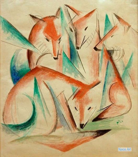 動物 絵画 手描きの写真 - フランツ・マルク（Franz Marc） - 大型