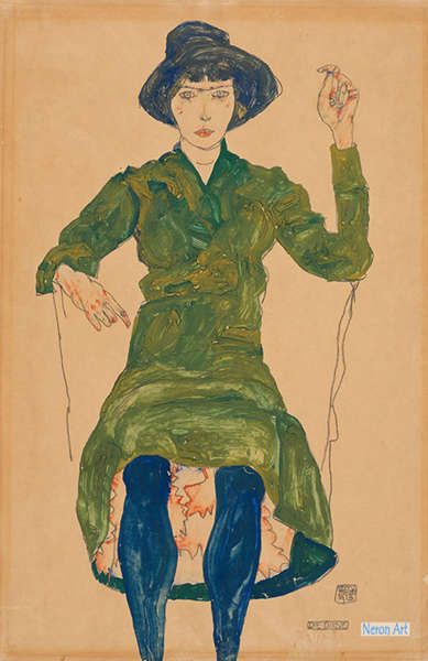 肖像 絵画 キャンバス上の有名な油絵の複製 - エゴン・シーレ（Egon Schiele） - 大型カスタム絵画 - 売春婦