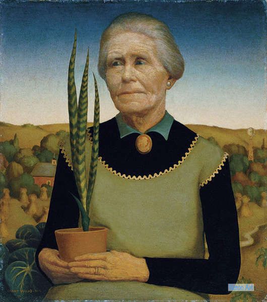 肖像 絵画 絵画 油彩画複製油絵複製画 - グラントウッド（Grant Wood