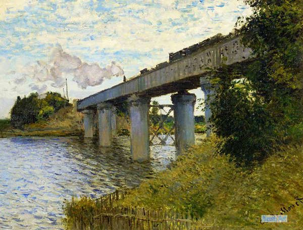 風景 絵画 人気の名画 複製画 - クロード・モネ（Claude Monet） - 大型カスタム絵画 - Argenteuilの鉄道橋