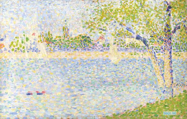 スーラ (Seurat) - グランド・ジャットには日曜日のための研究 - 120X75cm 手描きのキャンバス